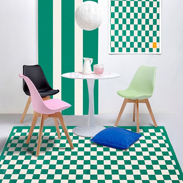 Multicolor Simplicity Area Rug Polyester Gingham Print Rug Non-Slip Backing Indoor Rug for Bedroom