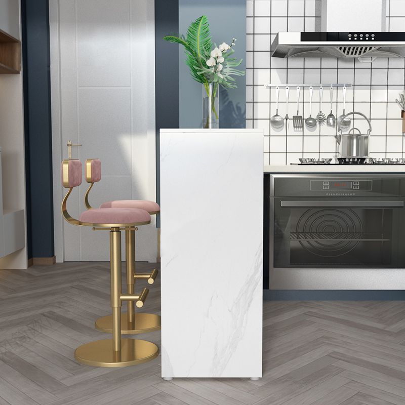 Glam Style Bar Table Faux Marble Bar Dining Table with Storage Shelf