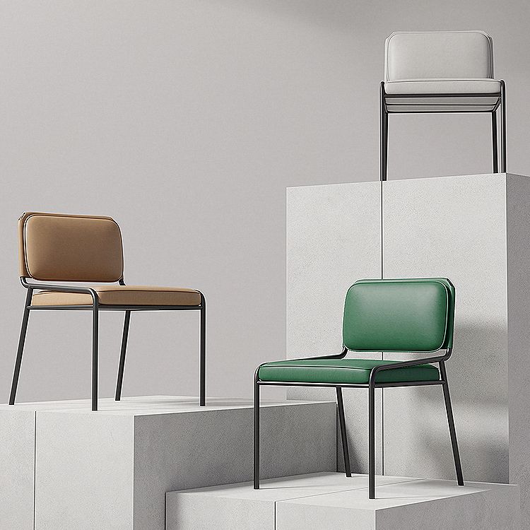 Modern Style Leather Open Back Upholstered Home Dining Side Chair