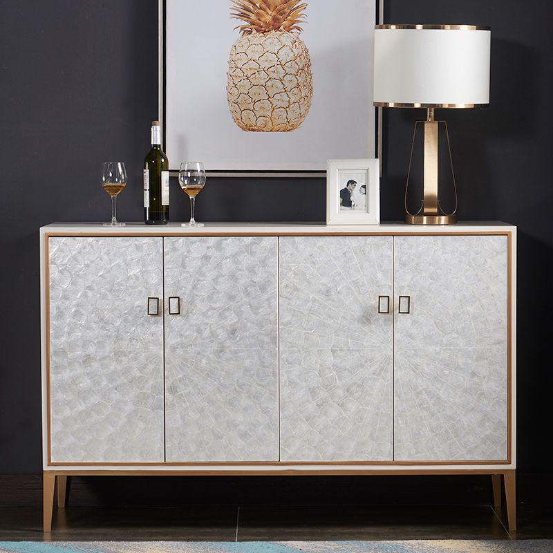 Modern Living Room Buffet Wood and Metal Sideboard Buffet in White