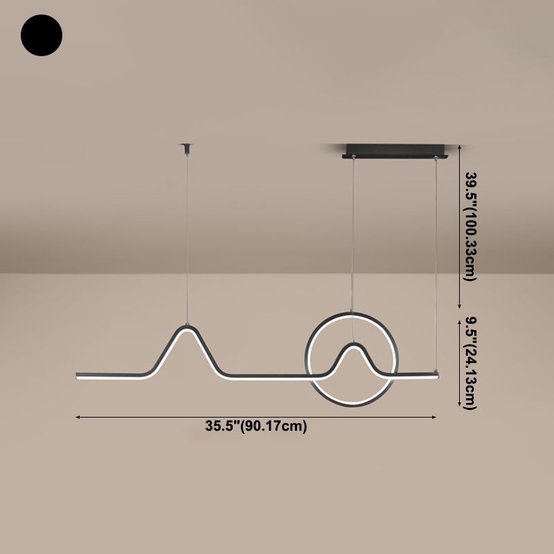 Geometric Island Lighting Contemporary Metal Island Chandelier Lights for Kitchen in Black