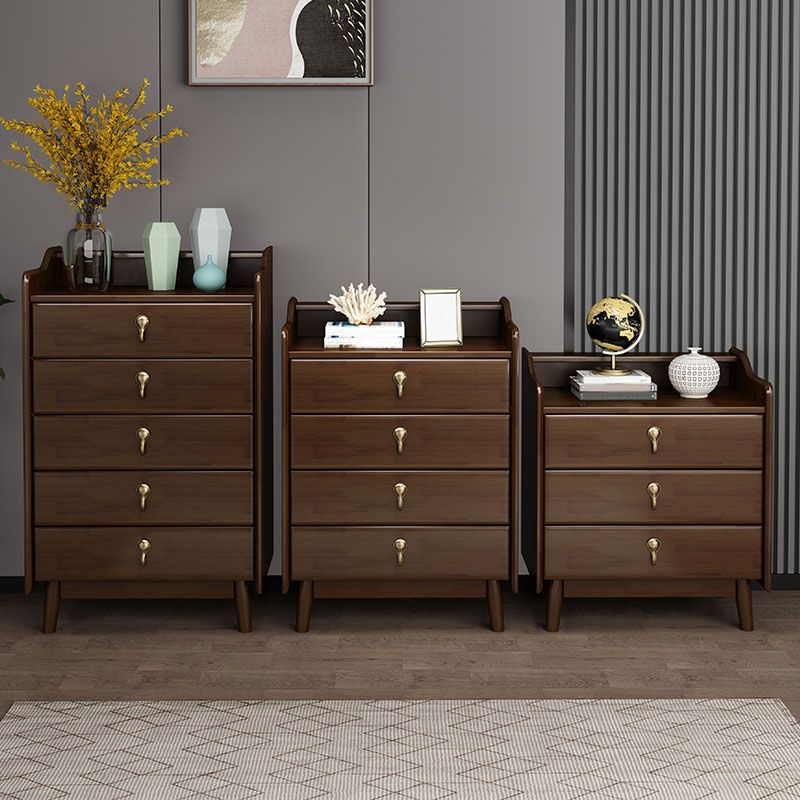 Glam Rubber Wood Bedroom Storage Chest Vertical Chest with Drawers