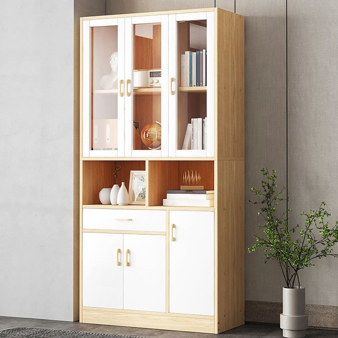 Contemporary Shelf Bookcase with Doors Vertical Bookshelf for Study Room