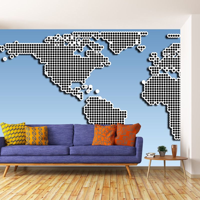 World Map Mural Illustration Decorative Living Room Wall Art for Decoration