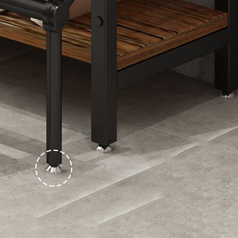 Modern Style Open Back Bookshelf Standard Metal Bookcase in Black