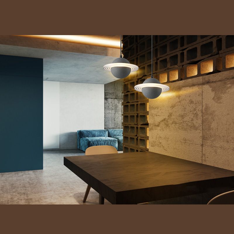 Stone Integrated LED Hanging Lamp Kit Minimalist Style Pendant Spherical in 1 Light