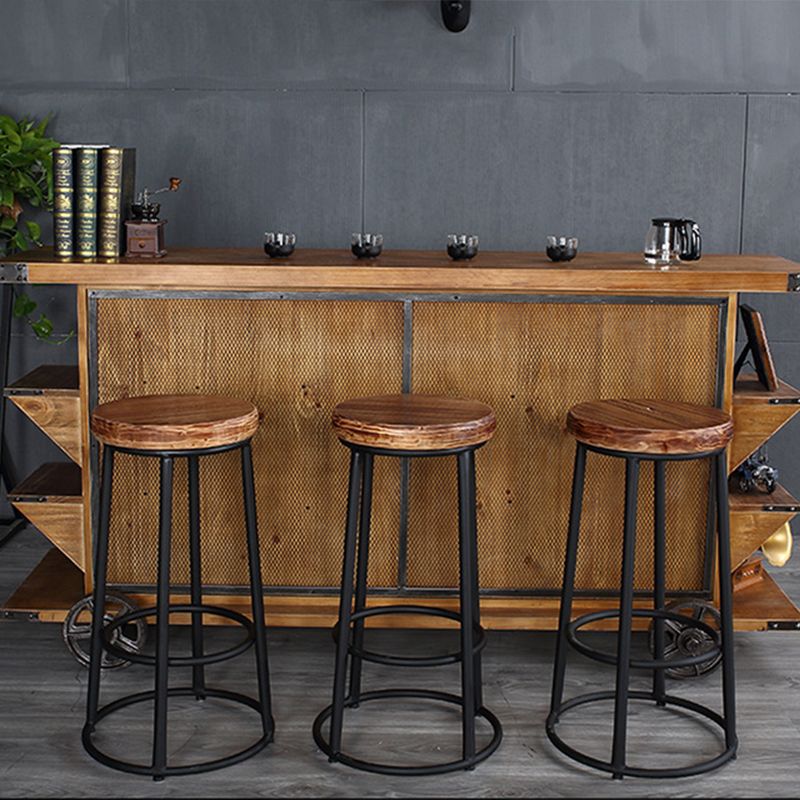 Contemporary Solid Wood Counter Stool Backless Bar Stool with Footrest