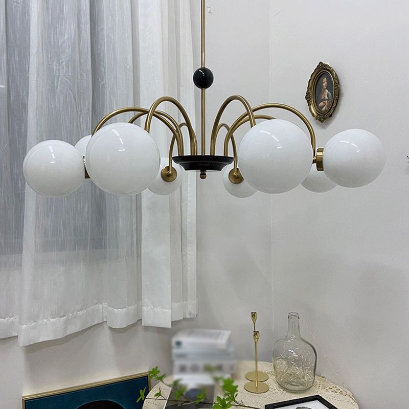 Luces de lámpara moderna con vidrio de ópalo blanco esmerilado para el dormitorio del comedor