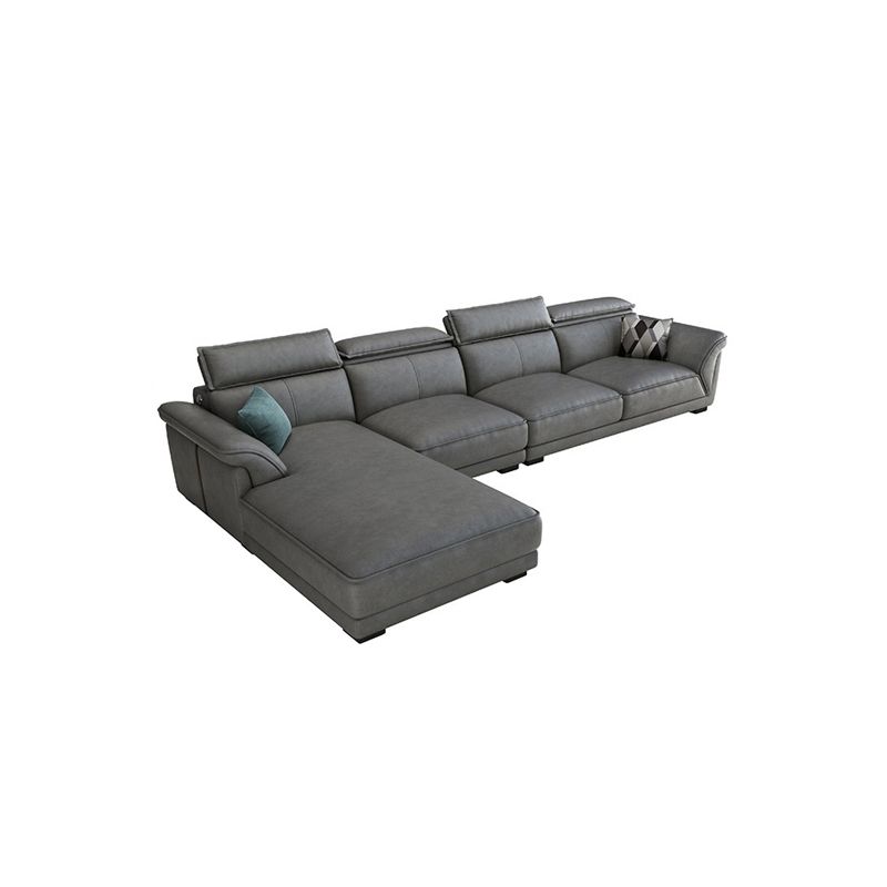 Divano sezionale moderno in pelle finta 33,46 "divano e chaise del braccio svasato, grigio