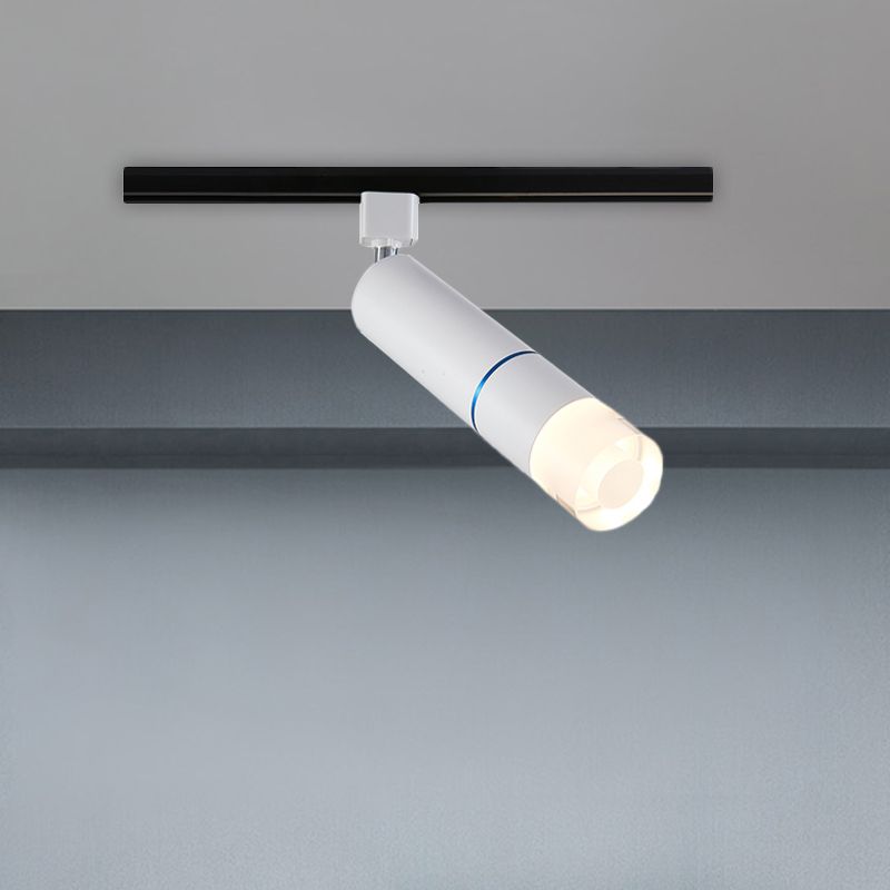 Tube Clothing Store Semi Flush Aluminium LED Modern Rotatable Flush Mount Lighting in White/Pink/Blue