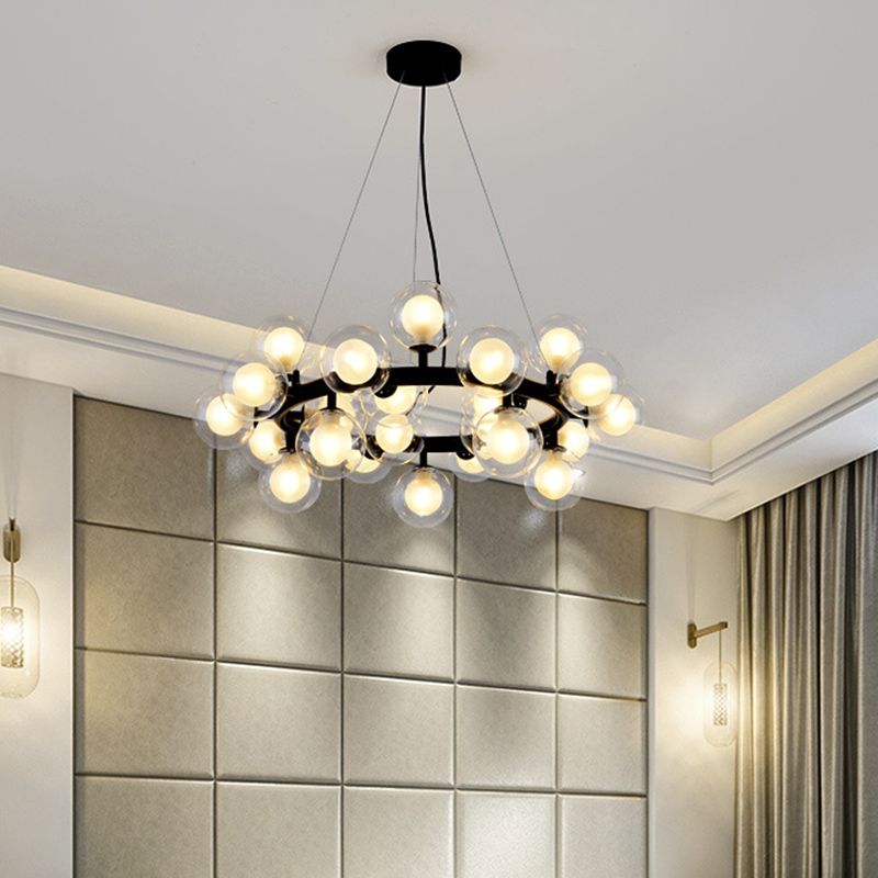 Contemporary Circular Chandelier Lights Glass Pendant Ceiling Lights for Living Room