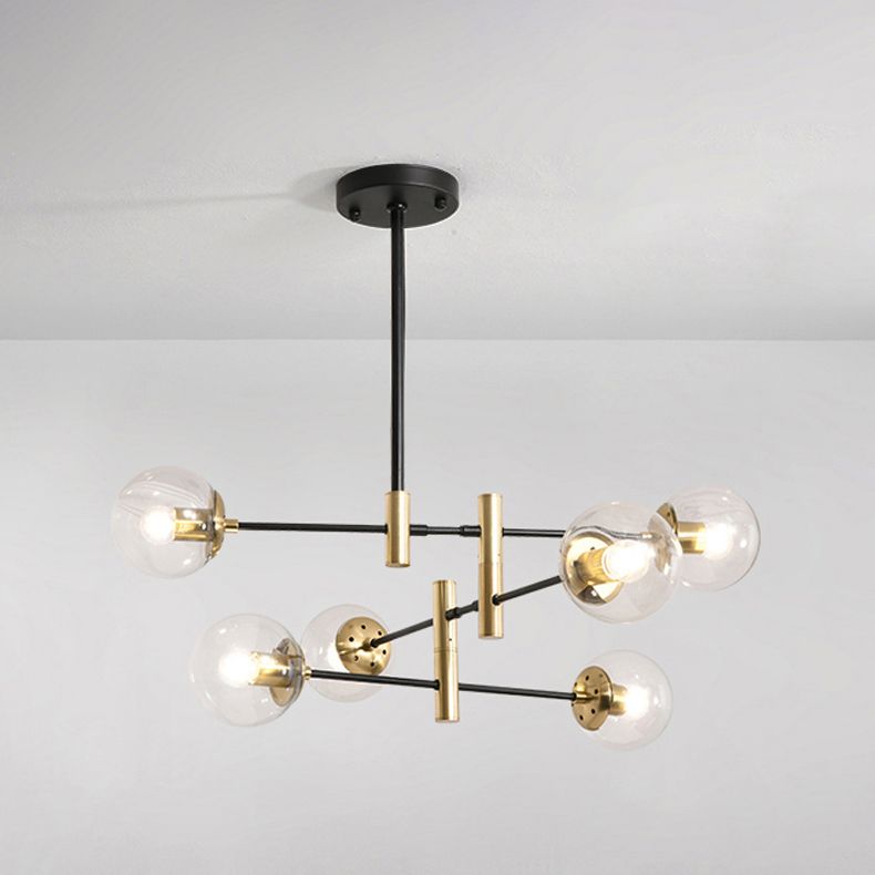 Modern Metal Chandelier Light Fixtures Black Multi-Head Suspension Pendant Lamps for Living Room