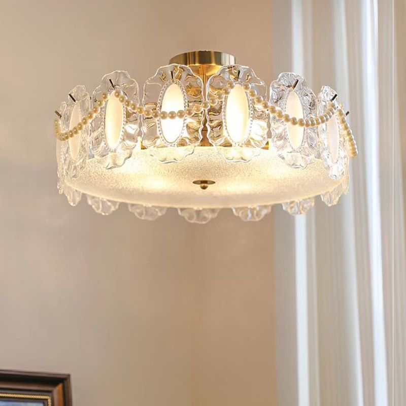 Modern Ceiling Light Simple Glass Flush Mount Light Fixture for Sitting Room