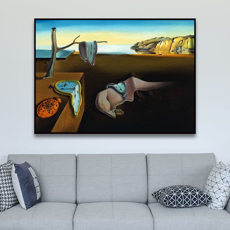 Surreal Salvador Dali Wall Art Brown the Persistence of Memory Painting for Home