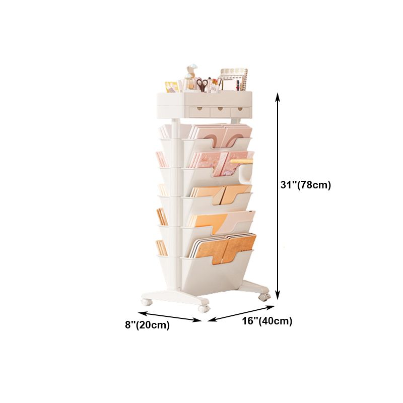 7.87"W Bookcase Contemporary Style Closed Back White Bookshelf for Home Office