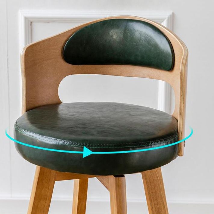 Contemporary Wood Stool Faux Leather Counter Stool in Matte Finish for Indoor