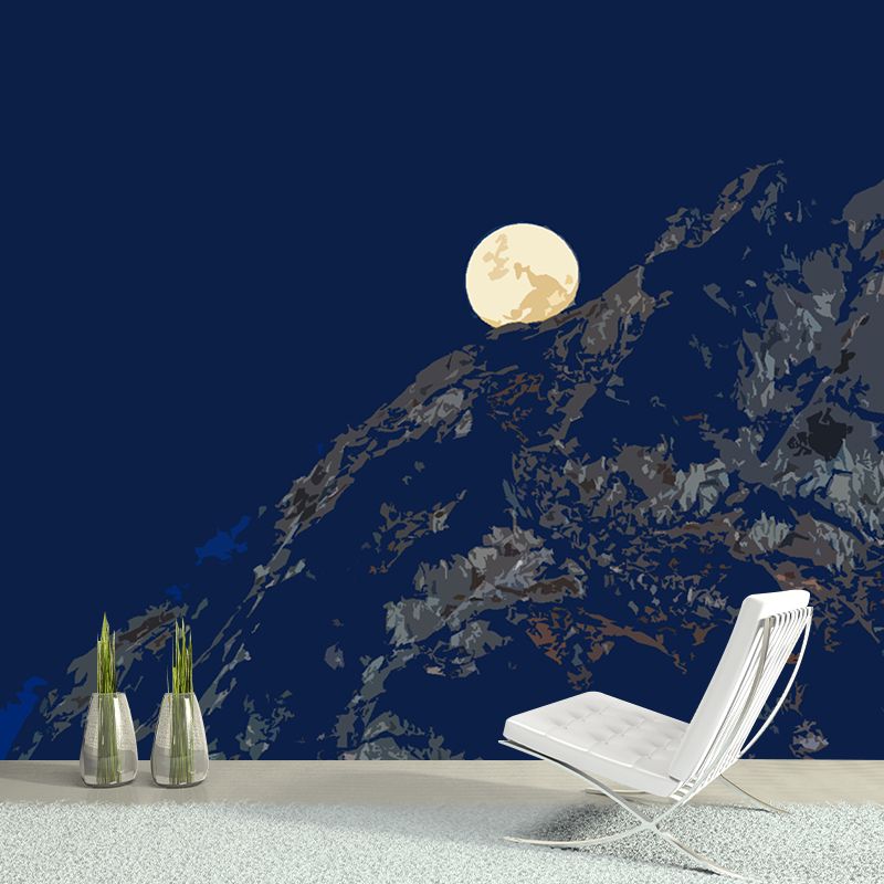 Mountain Illustration Mural Moisture Resistant Wall Decor for House Interior