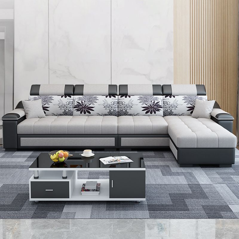 106.3"D x 57"W x 35.43"H Sloped Arm Sectionals, Modern High Back Sofa with Storage