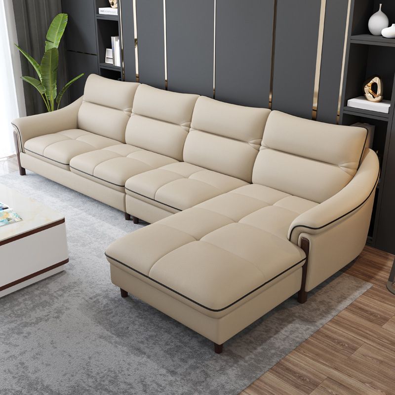 Nordic Style Sofa Bed Leather Material Sloping Armrest Cushioning Back Sofa