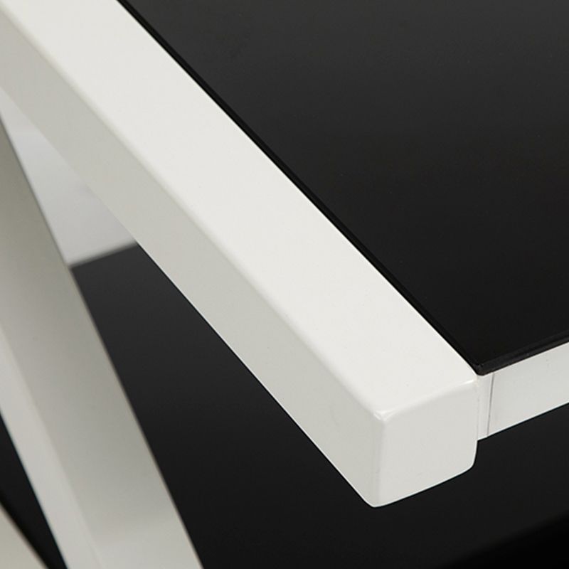 Rectangle Glass Top Coffee Table Stainless Steel Frame with Storage