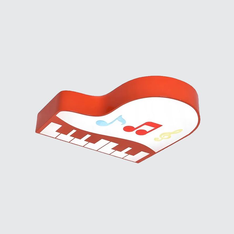 Red/Yellow/Pink Piano Flush Ceiling Light Children Style LED Acrylic Flush Mount Lighting Fixture, Warm/White Light