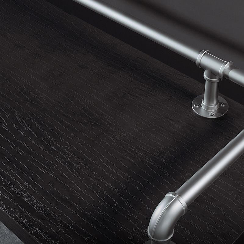 Industrial Black Wood Bar Table with Rectangle Table Top Silver Trestle Table - 42" H