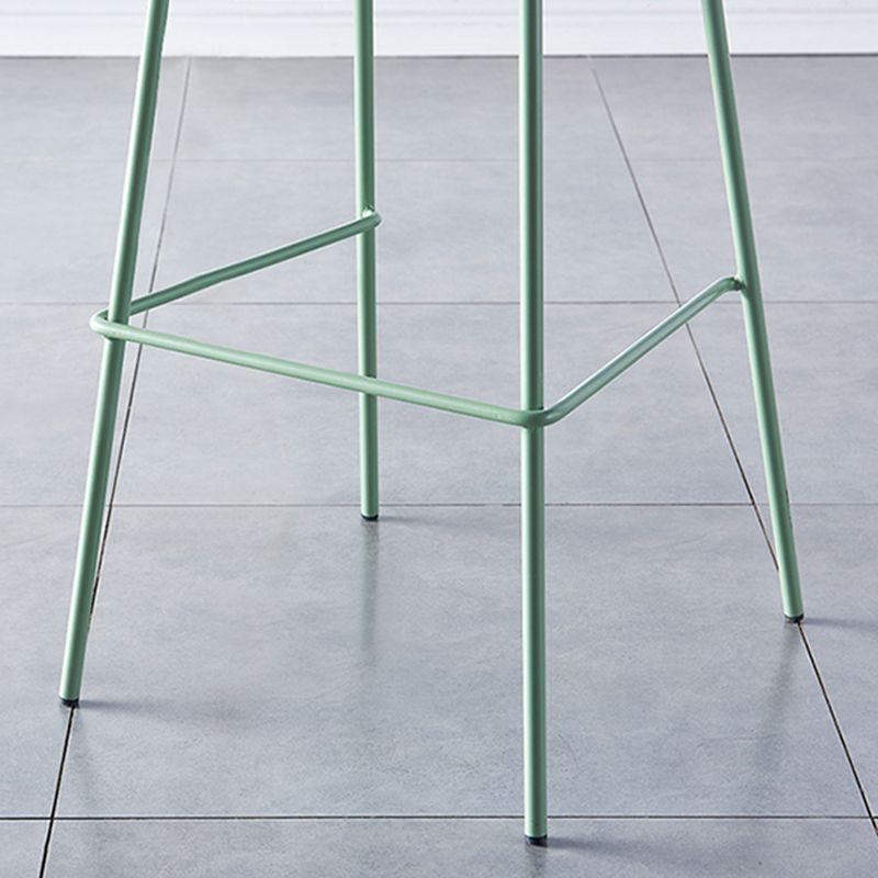 Nordic Backrest Counter Stool with Metal Base Plastic Armless Cafe Bar Chair with 4 Legs