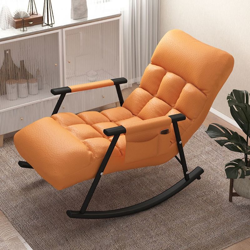 Modern Style Rocking Chair Faux Leather Upholstered Chair with Storage