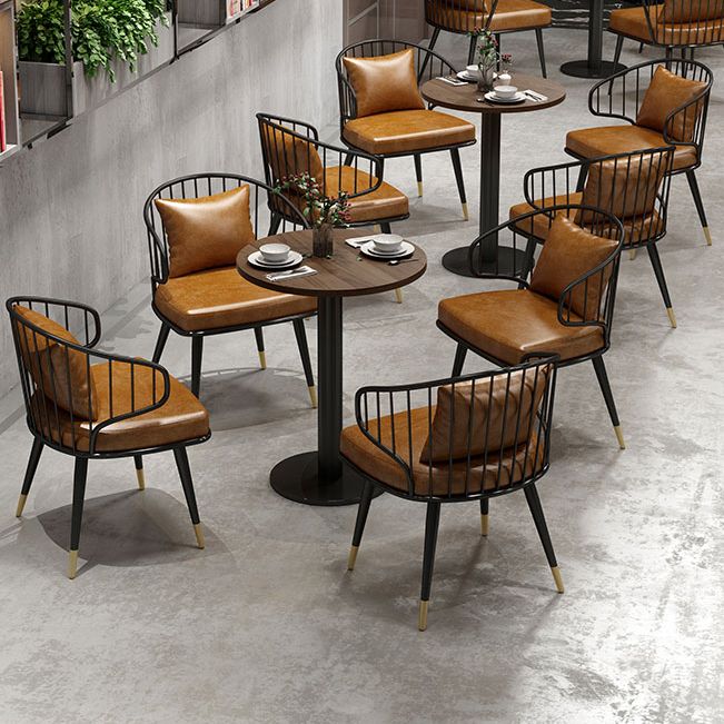 Industrial Solid Wood Dinner Room Kitchen Table Brown Top Table with Black Frame for Dining Room