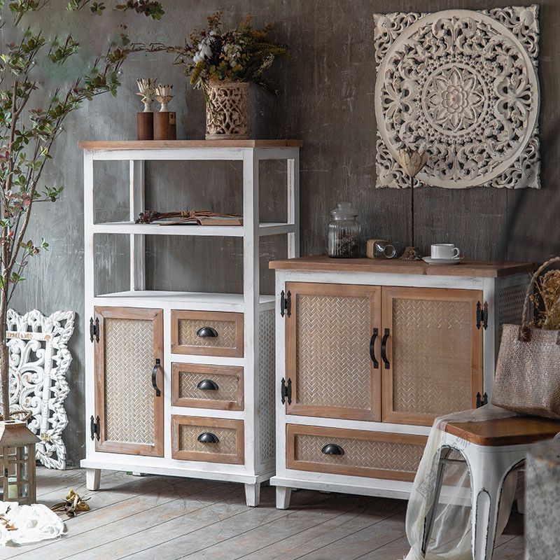 Distressed Wood 1 - Door Accent Cabinet Industrial Shelves Included Cabinet with Drawers