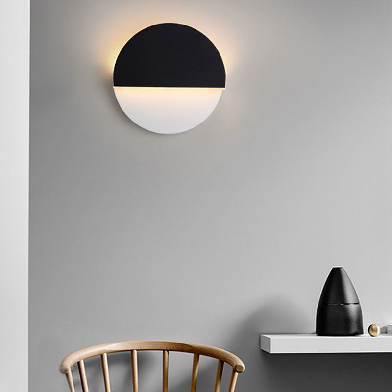 Semicircle Acrylic Wall Lamp Simplicity LED Black and White Rotatable Wall Light Fixture