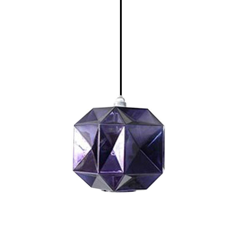 Diamond Anhänger Beleuchtung postmodernes Glas 1 Hellblau/Gold/Bernsteinhänge Deckenleuchte