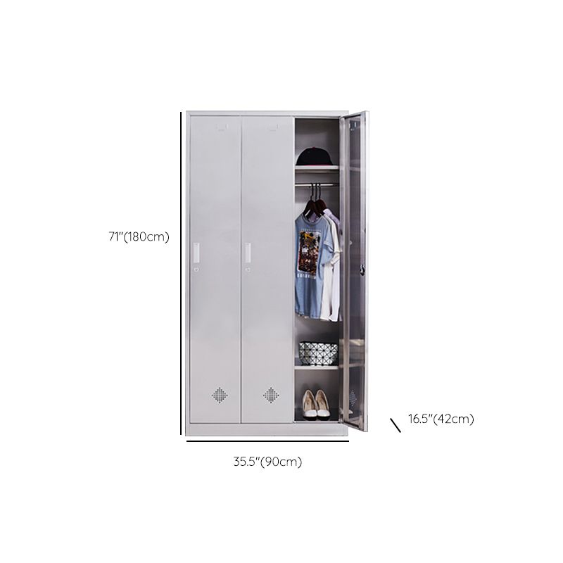 Silver Hinged Door Storage Cabinet Contemporary Stainless Steel Indoor Cabinet