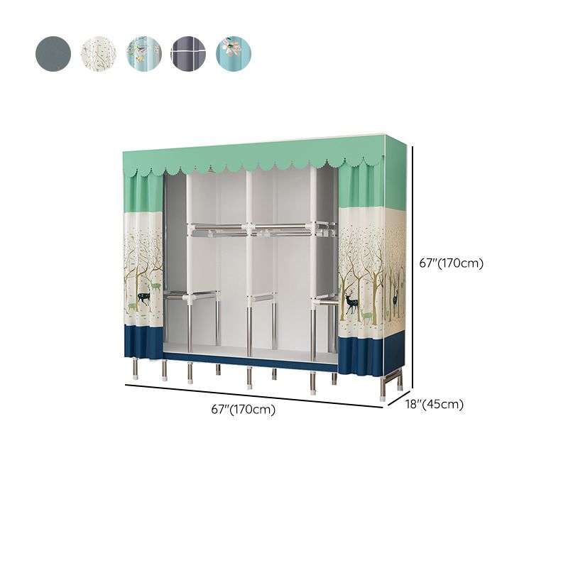 Metal Wardrobe Cabinet Modern Wardrobe Armoire with Shelves and Legs