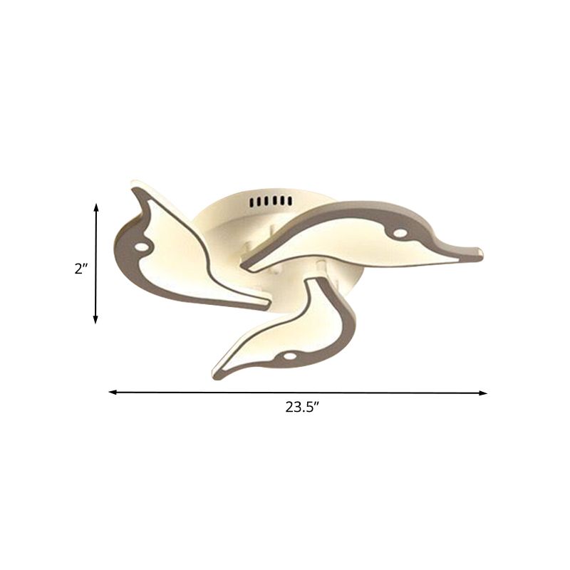 Acrylic 3/5-Petal Flush Mount Fixture Modernist White LED Ceiling Lighting for Bedroom in Warm/White Light, 23.5"/27.5" Wide