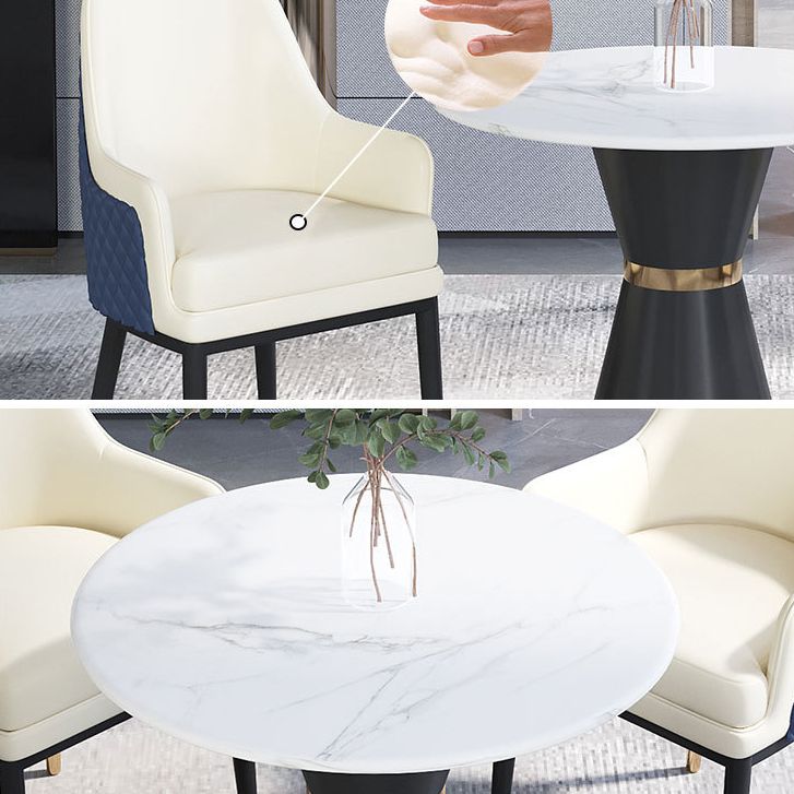 Contemporary Faux Marble Dining Table Set Round 1/2/3/4/5 Pieces Dining Set for Home Use