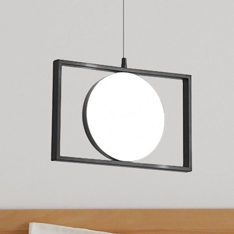 Luz colgante de colgante de rectángulo negro después