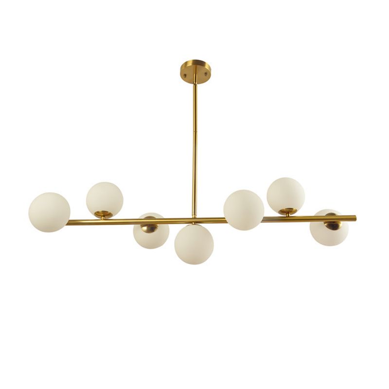 Linear Island Lighting Fixture Minimalism Glass Gold Island Chandelier for Dinning Room