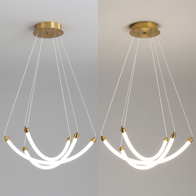 Acrylic Nest Shaped Chandelier Minimalistic Brass LED Pendant Light for Living Room