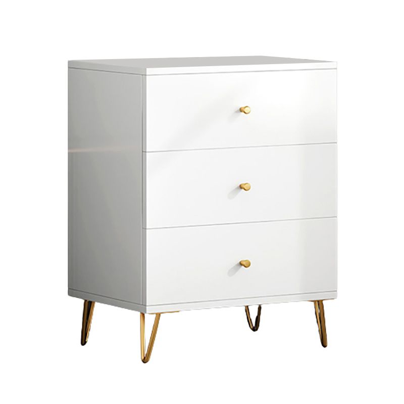 Contemporary White Wooden Chest with Drawers and Metal Legs Accent Chest