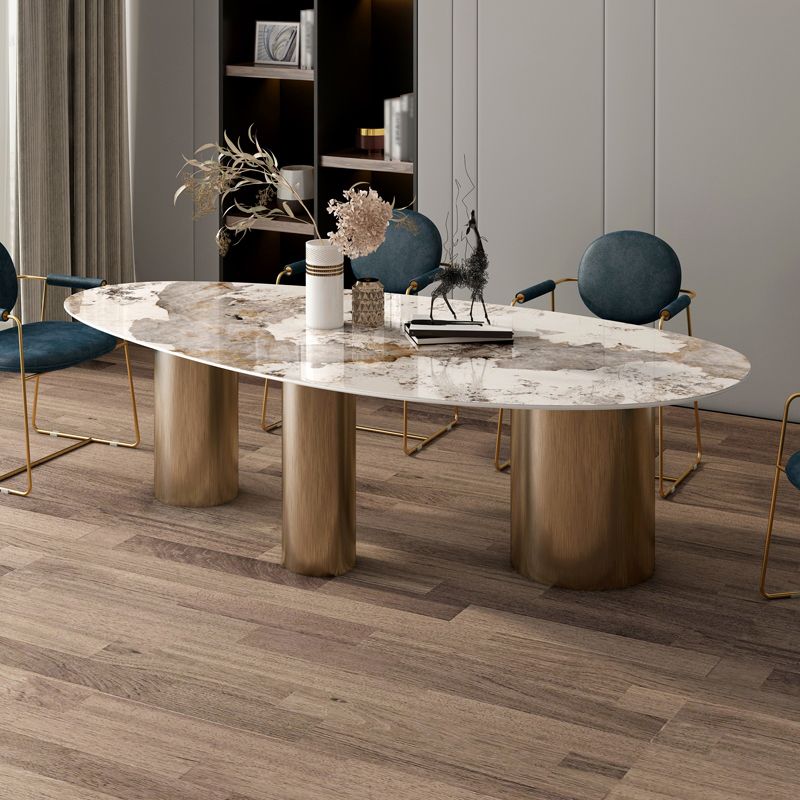 Glam 1/4/5 Pieces Dining Set Oval Sintered Stone Dining Table Set for Dining Areas