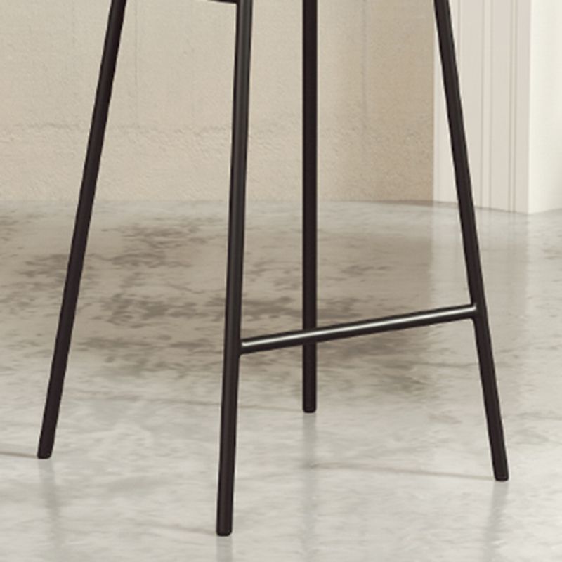 Faux Leather Bar Stools Scandinavian Low Back Armless Barstool with 4 Iron Legs
