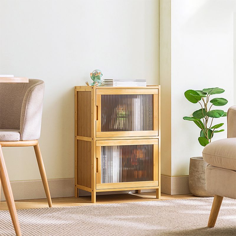 Scandinavian Accent Cabinet with Grooves Doors and Straight Legs