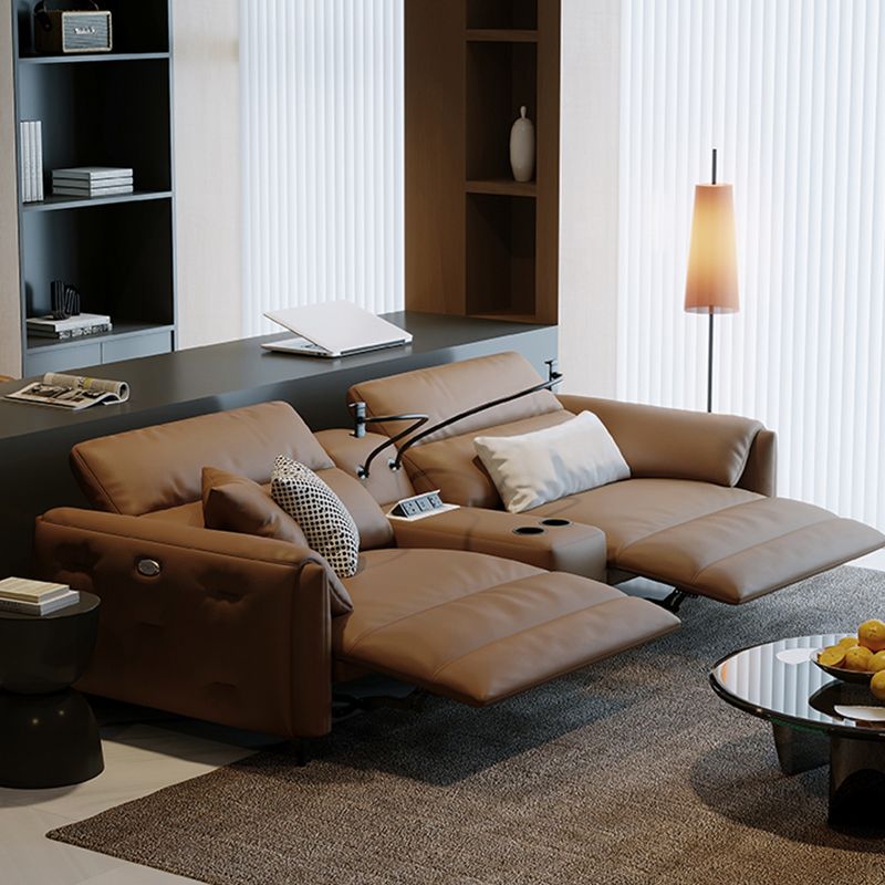 Genuine Leather Pillow Top Arm Power - Push Modern Sofa for Living Room