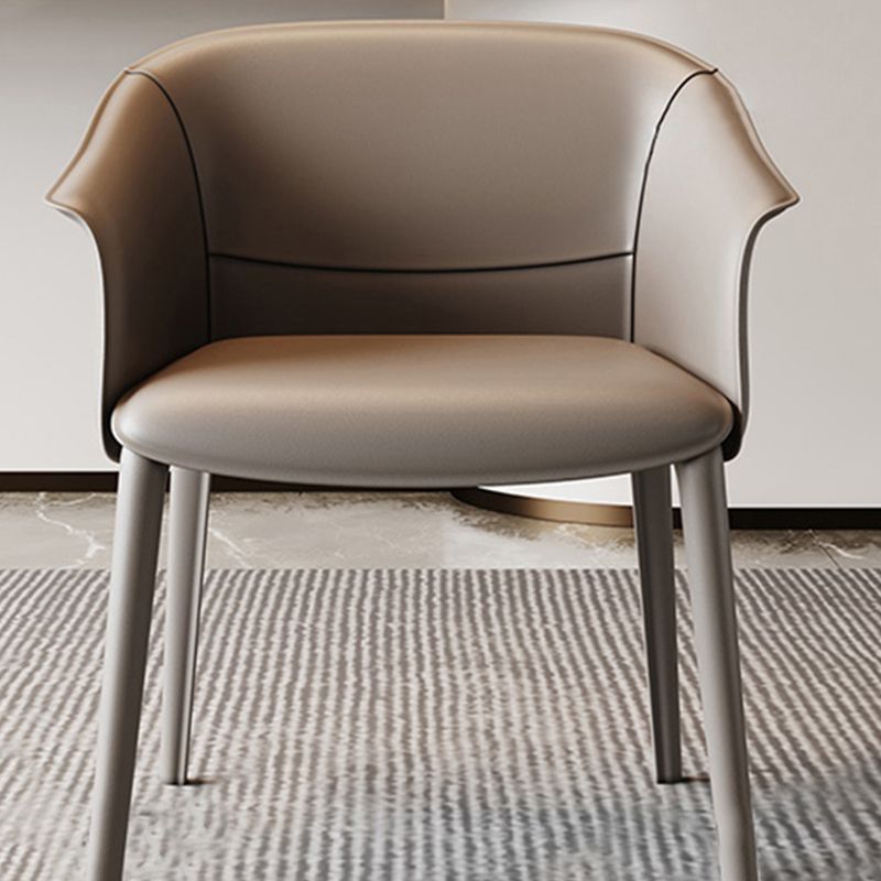 Modern Style Arm Chair Metal Solid Back Dining Room Chair for Kitchen