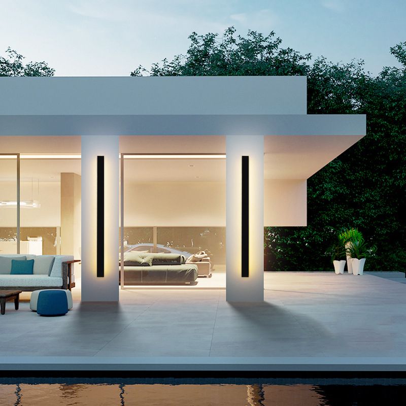 Estilo moderno Simple Light Sombra de matriz de pared de la pared 1 Light Sponces in Black para al aire libre