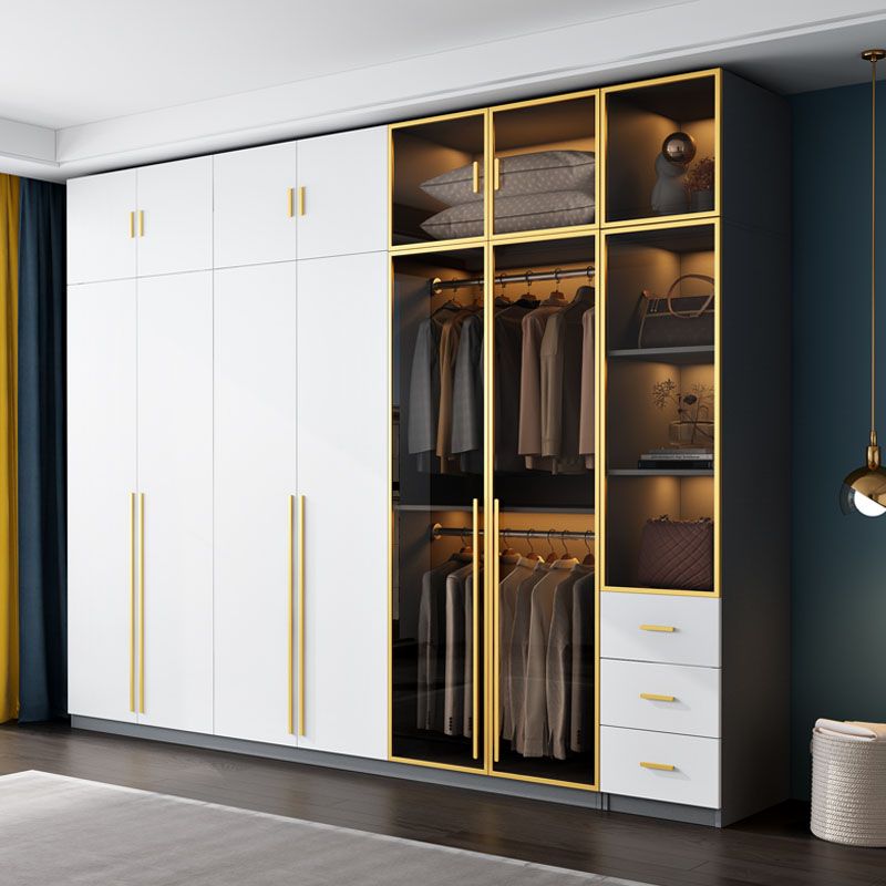 Bedroom Storage Cabinet with Brown Glass Doors Contemporary Hinged Door Cabinet