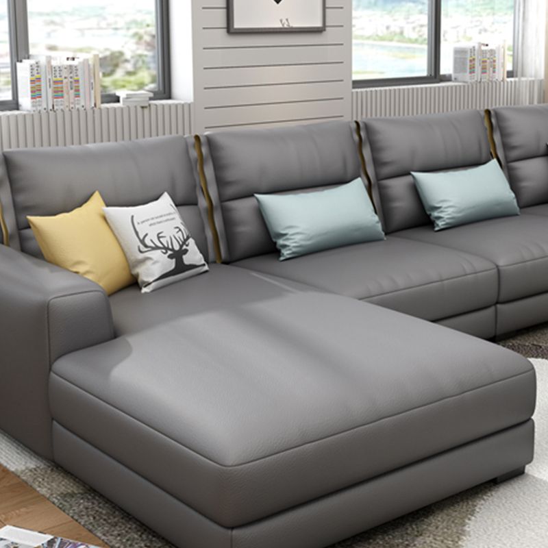 Scandinavian Cotton Blend Square Arm Sofa & Chaise for Living Room