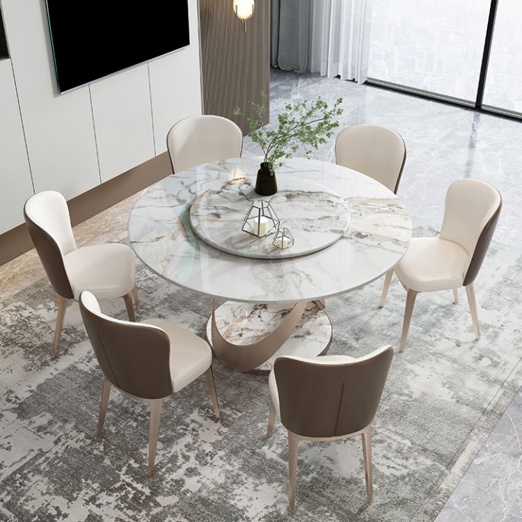 1/4/5/7 Pieces Stainless Steel Dining Table Set with Sintered Stone Top Modern Dinette Set