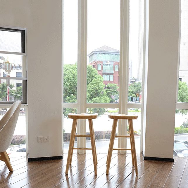 Solid Wood Armless Bar Chair Modern Backless Footrest Bar Stool